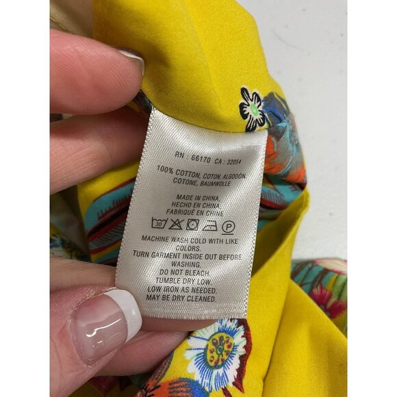 Anthropologie Maeve Sunniva Yellow Floral Ribbon Strap Pockets Shift Dress XL - Picture 8 of 8